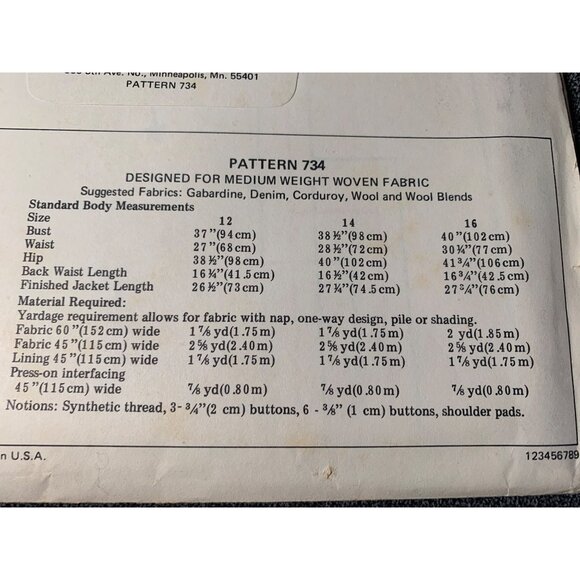 Kwik Sew Misses Jacket Sewing Pattern sz 12-16 734 - uncut - Picture 8 of 9